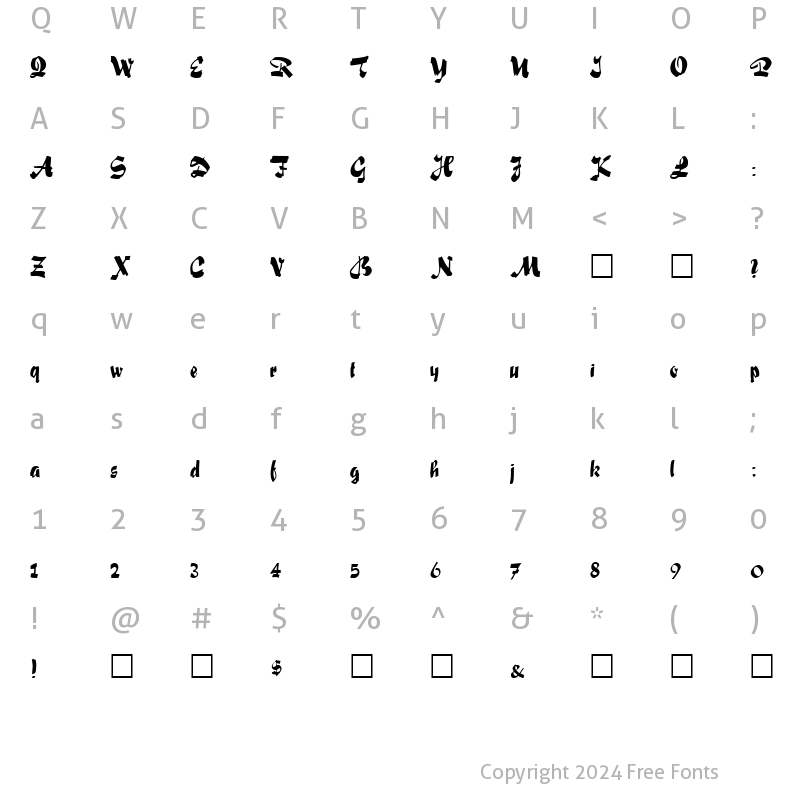 Character Map of Foxscript Regular