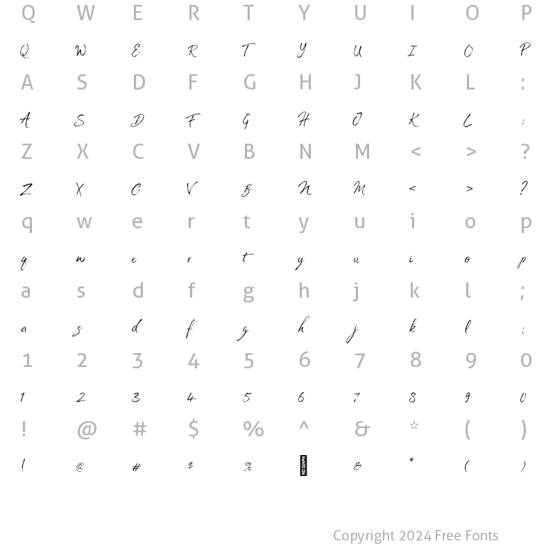 Character Map of Foxtrail Script