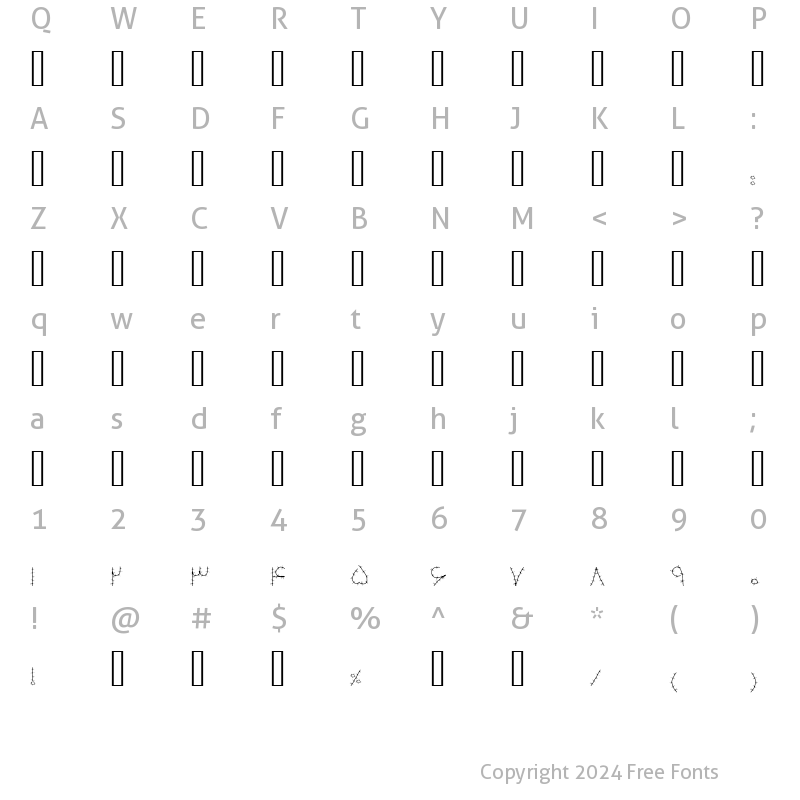 Character Map of FP sim khardar Regular