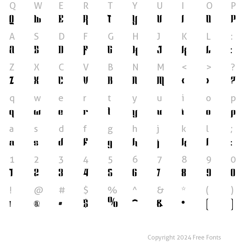 Character Map of Fraction speed 01 Regular