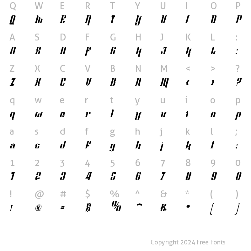 Character Map of Fraction speed Regular