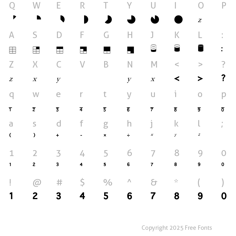 Character Map of Fractional Numbers Regular