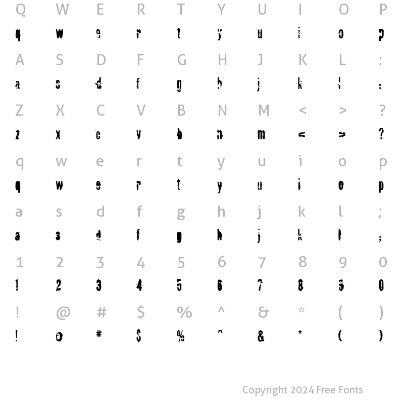 Character Map of Fragile ICG Regular