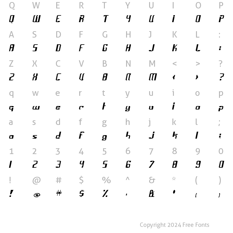 Character Map of Frak Normal