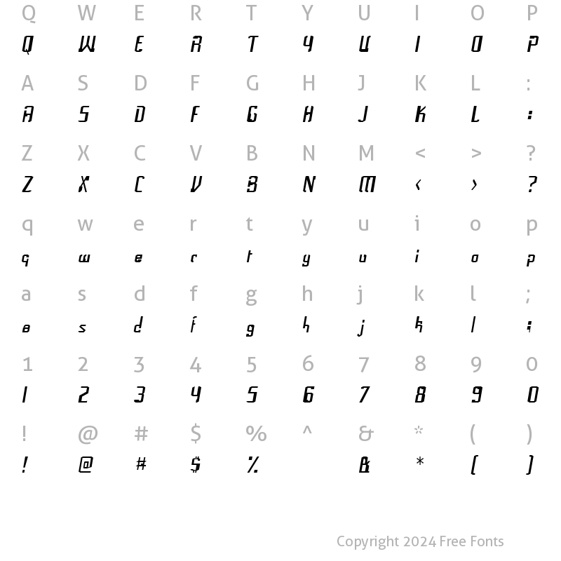 Character Map of Frak Regular