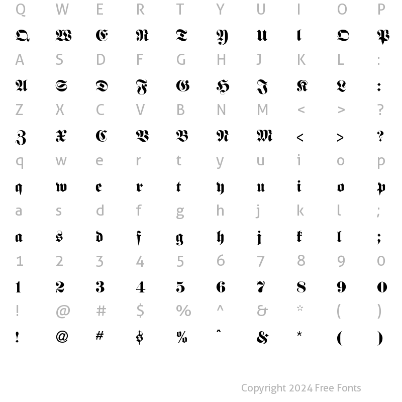 Character Map of Fraktur Font Regular
