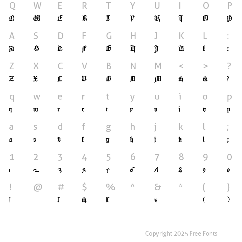 Character Map of Fraktur Gutenberg B42 Regular