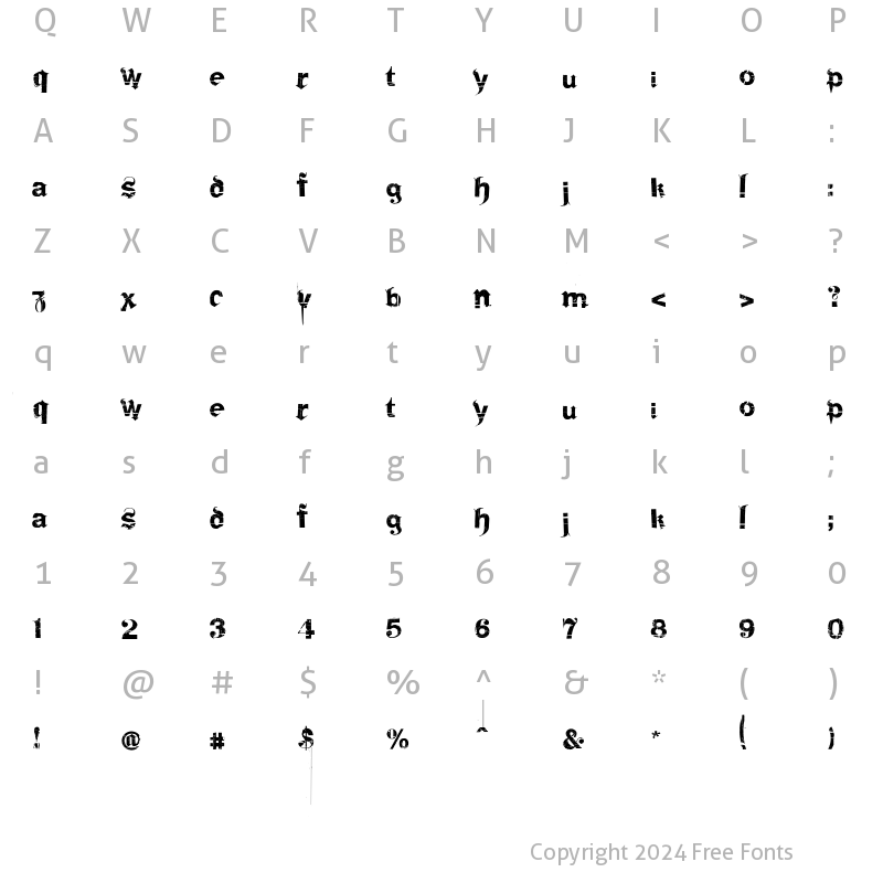 Character Map of Frakturika Spamless Regular