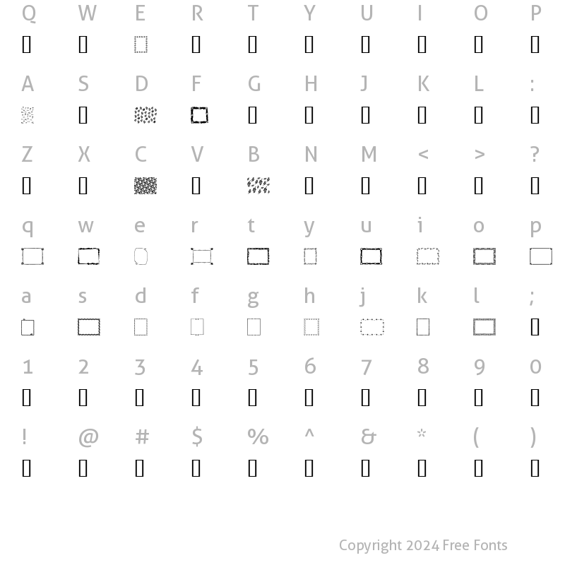 Character Map of Frames and Backgrounds Regular