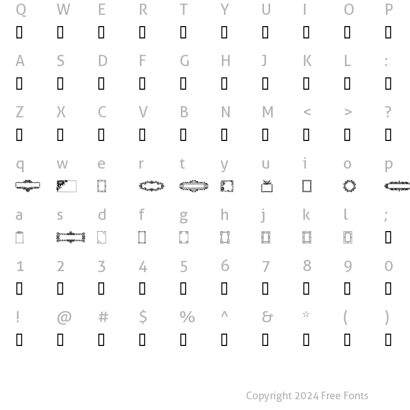 Character Map of Frames and Headers Regular