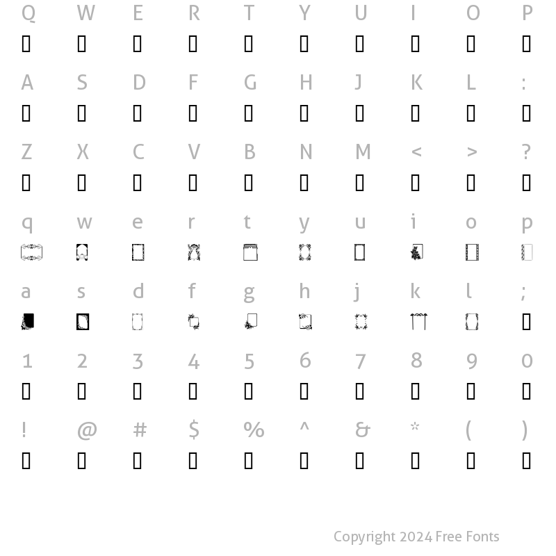 Character Map of Frames Regular