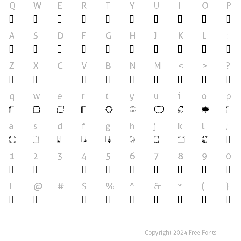 Character Map of FramesAndBorders Regular