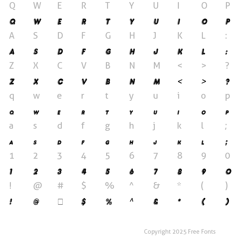 Character Map of Francis High Lighted Italic