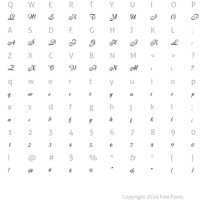 Character Map of Francis Regular