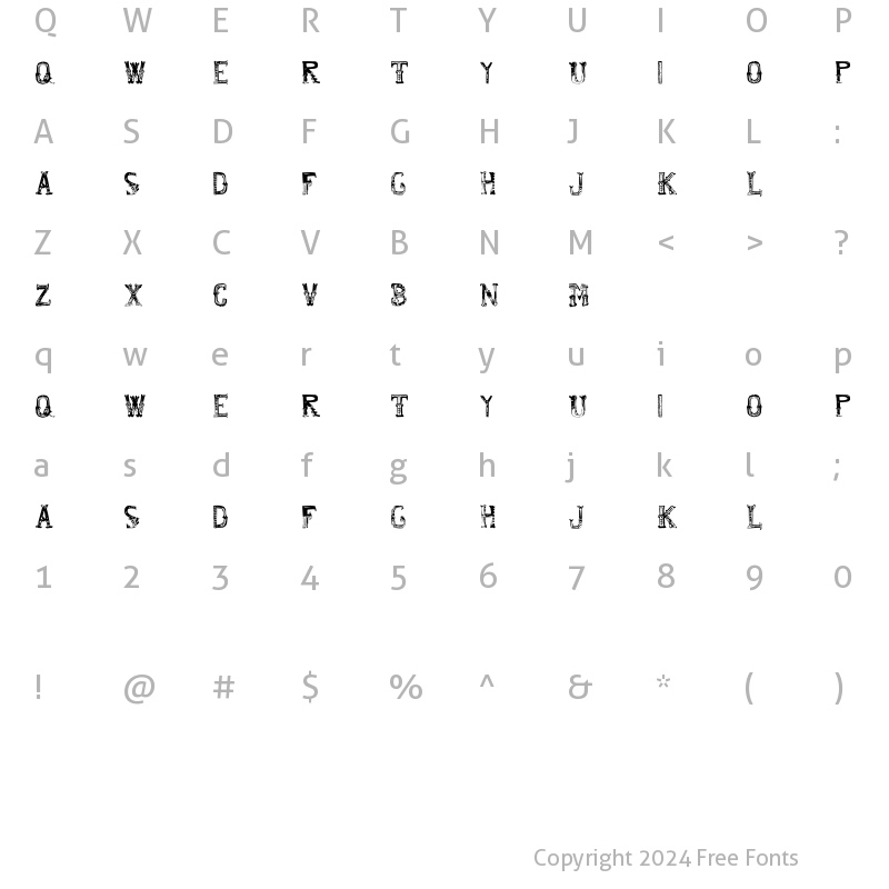 Character Map of francis_mirtha Regular