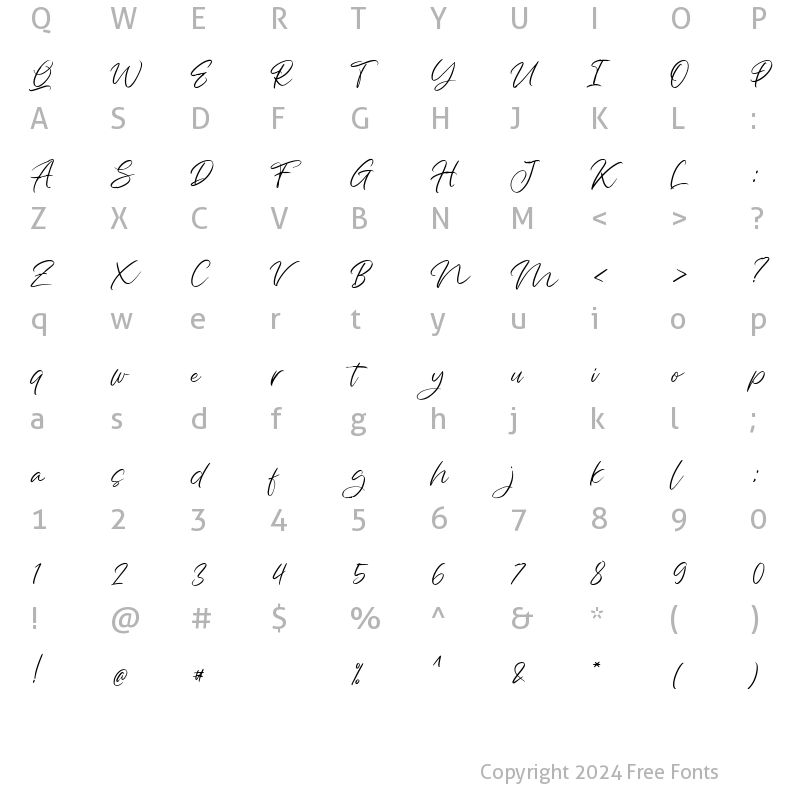 Character Map of Francisse Regular