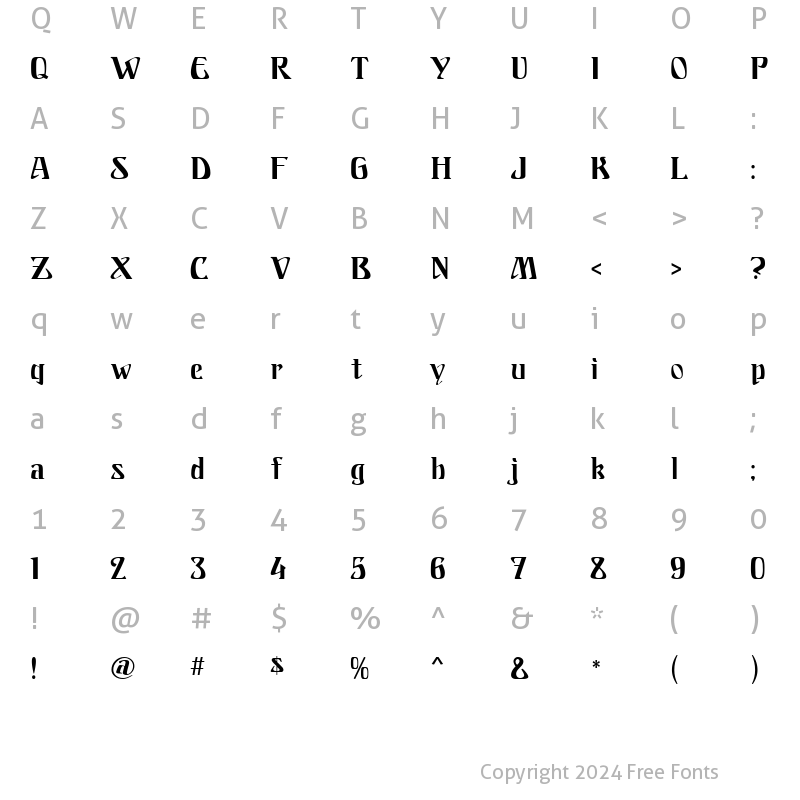 Character Map of Franconia MF Regular