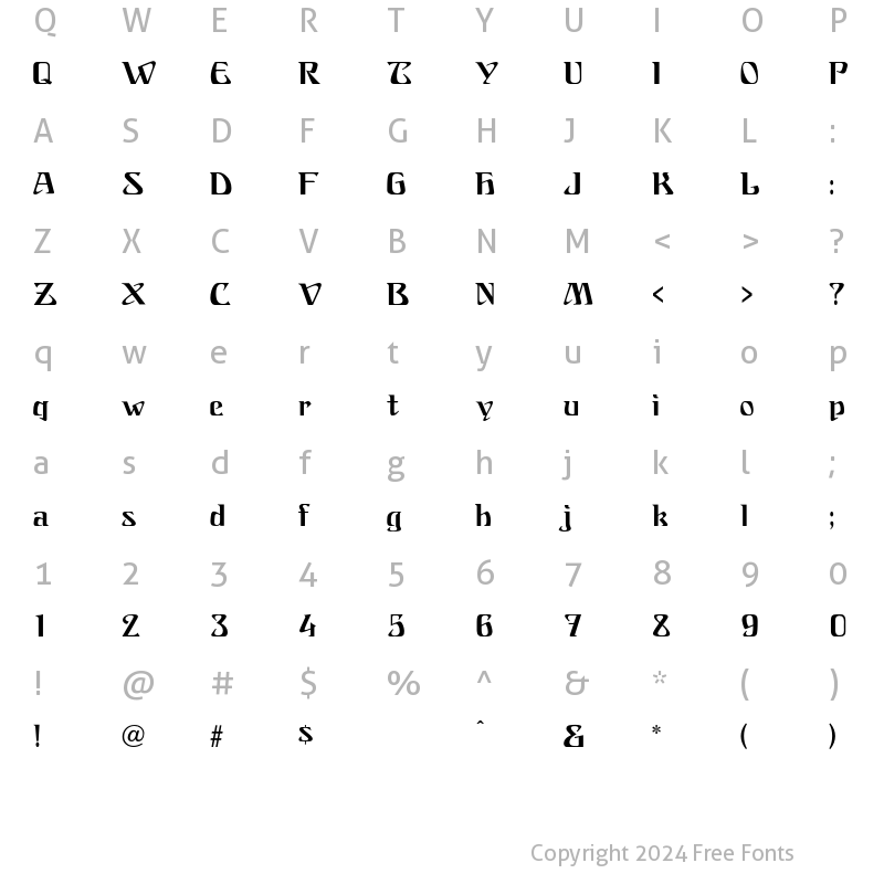 Character Map of Franconia Regular