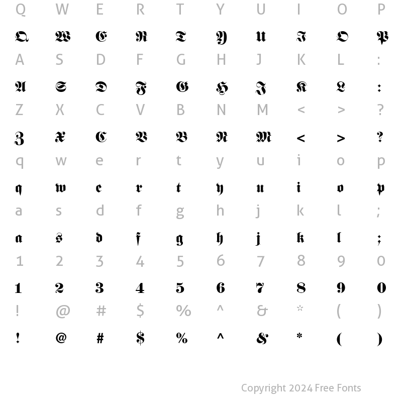 Character Map of Frank Normal