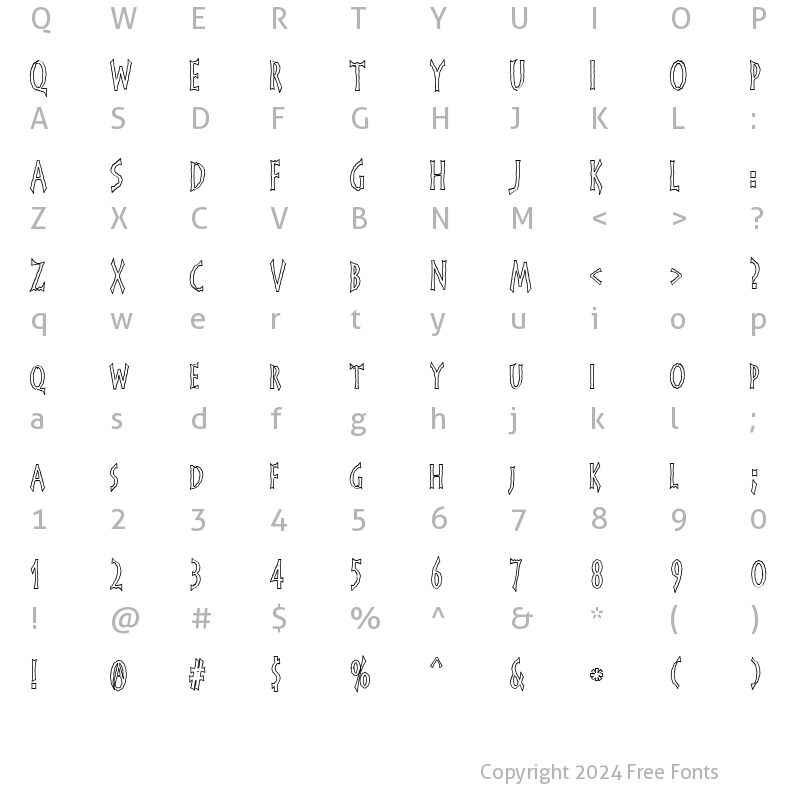 Character Map of FrankenDork Hollow Regular