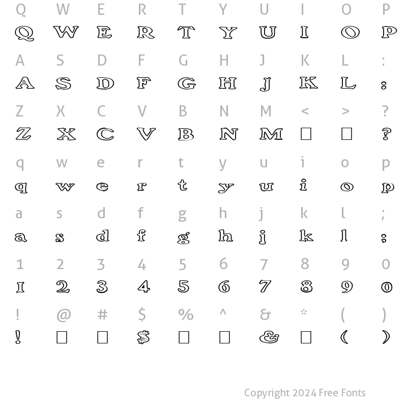 Character Map of FrankenFont Large Hollow Regular