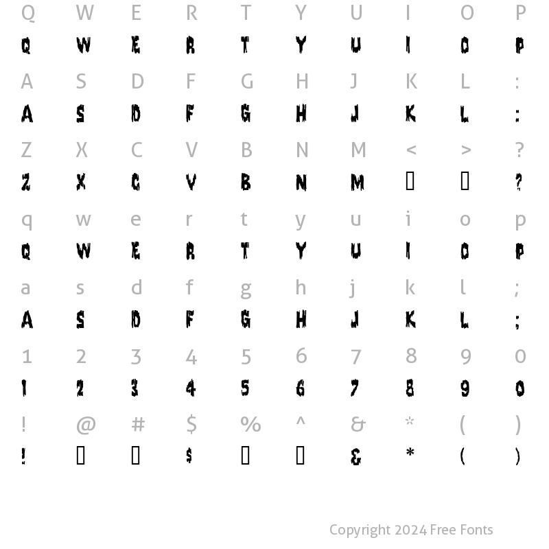 Character Map of Frankenstein MF Regular