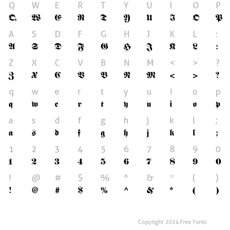 Character Map of Frankenstein Regular