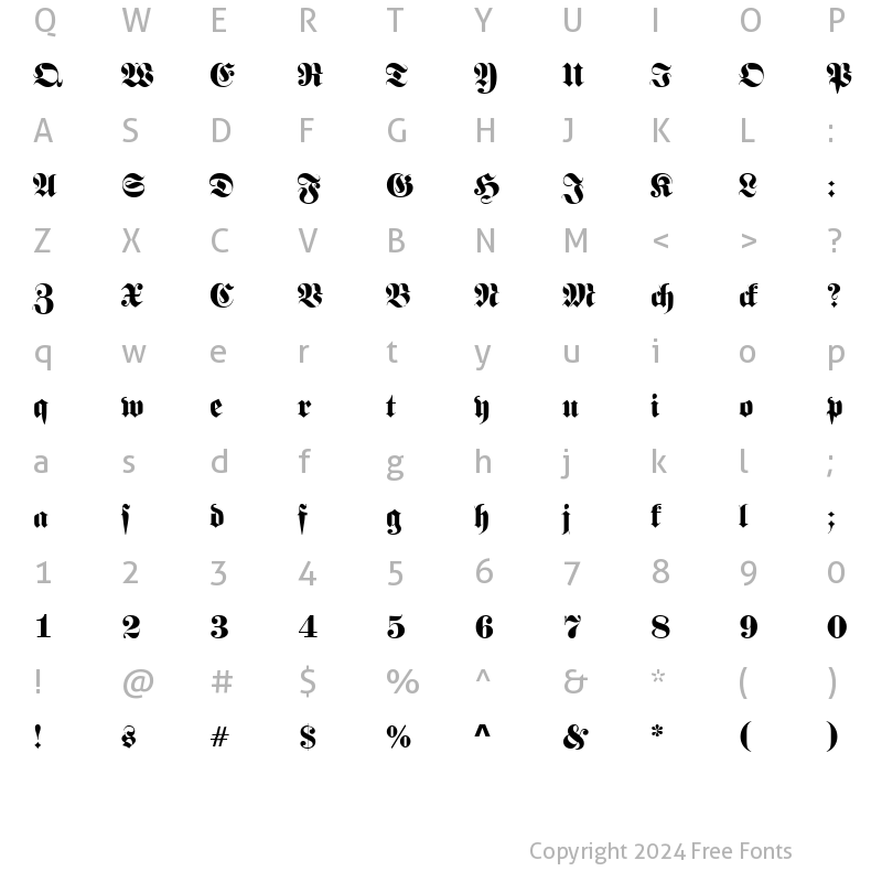 Character Map of Frankenstein SF Regular