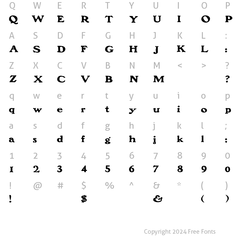 Character Map of FrankFont Wide Regular