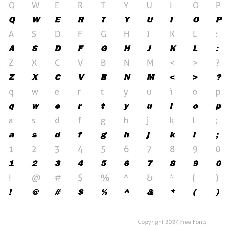 Character Map of FrankfurtHeavy Italic