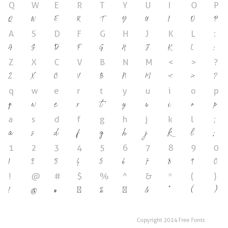 Character Map of Frankie Twist Regular