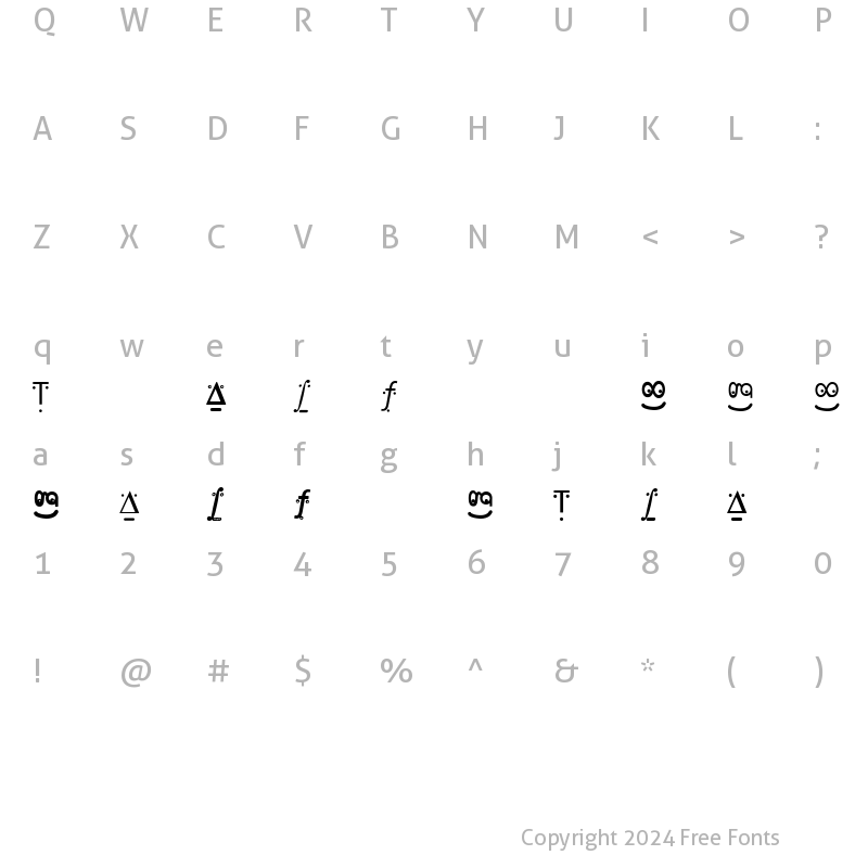 Character Map of FranKleinFaces Regular