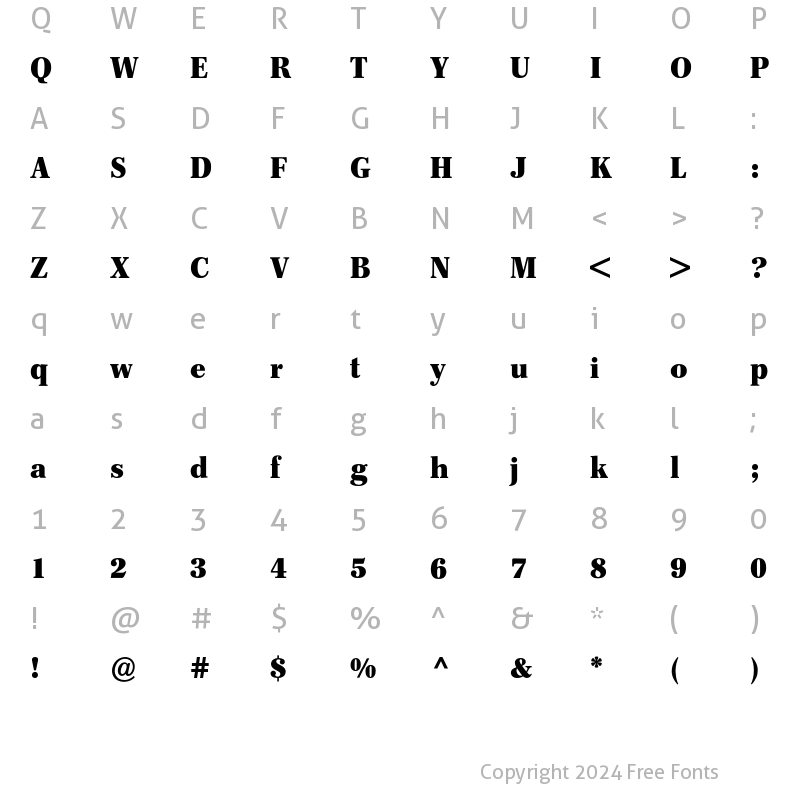 Character Map of Franklin-Antiqua BQ Regular