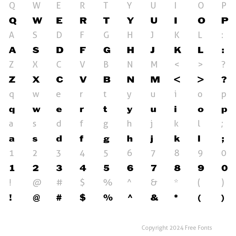 Character Map of Franklin ATF BQ Regular