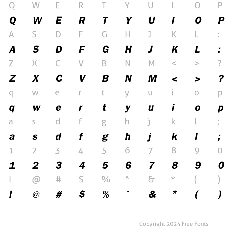 Character Map of Franklin Demi Italic