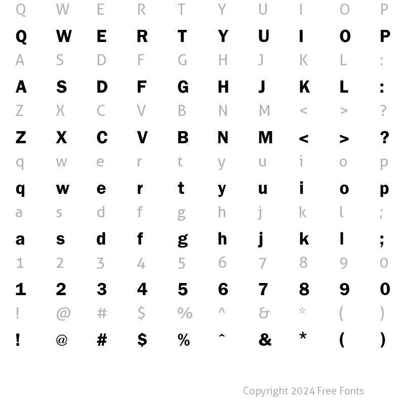 Character Map of Franklin Demi Regular