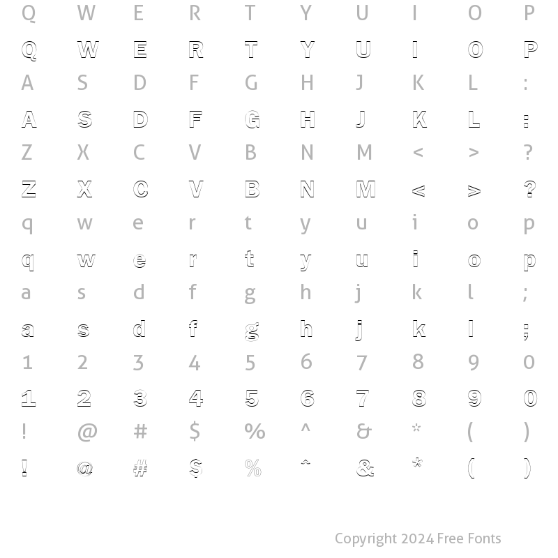 Character Map of Franklin Gothic Demi Outline Regular