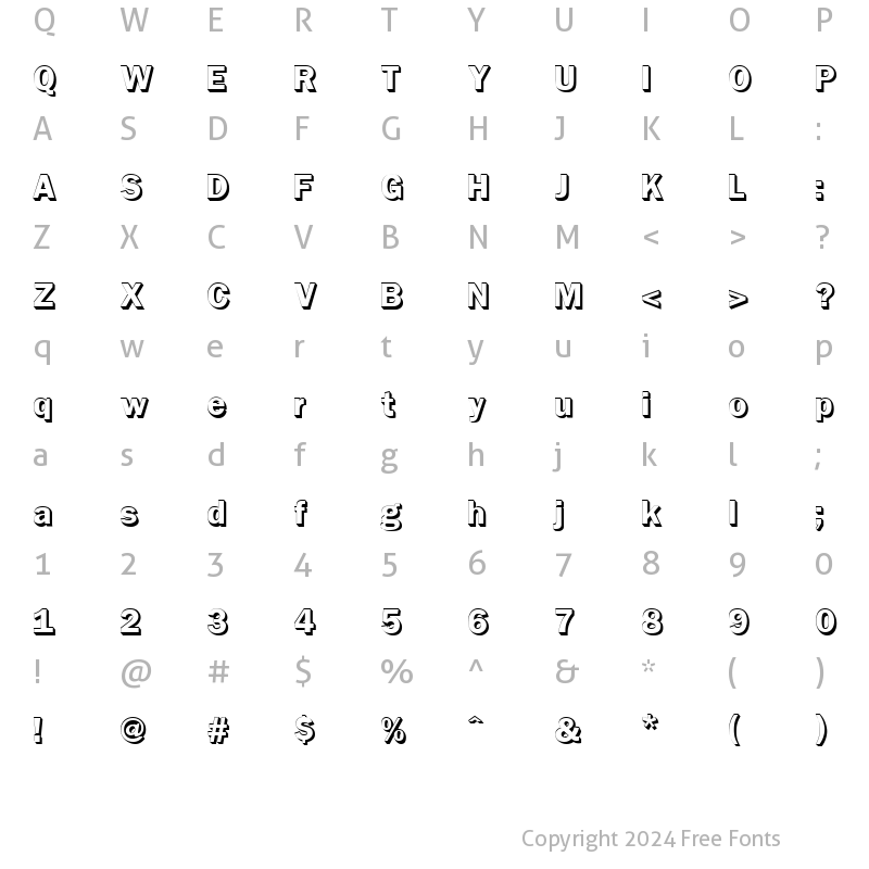 Character Map of Franklin Gothic Outline Shadow Regular