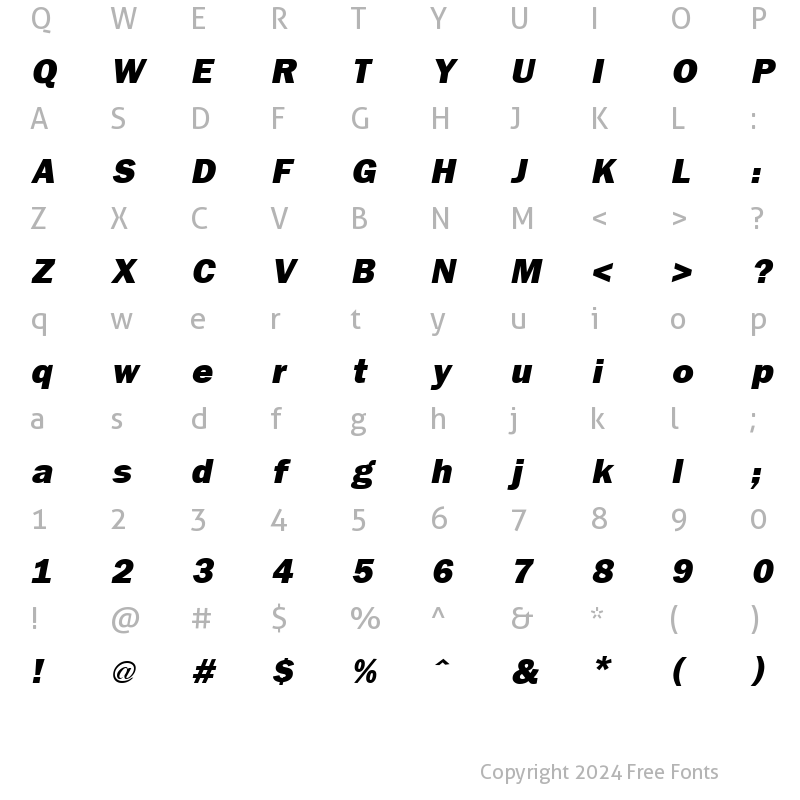 Character Map of Franklin Italic