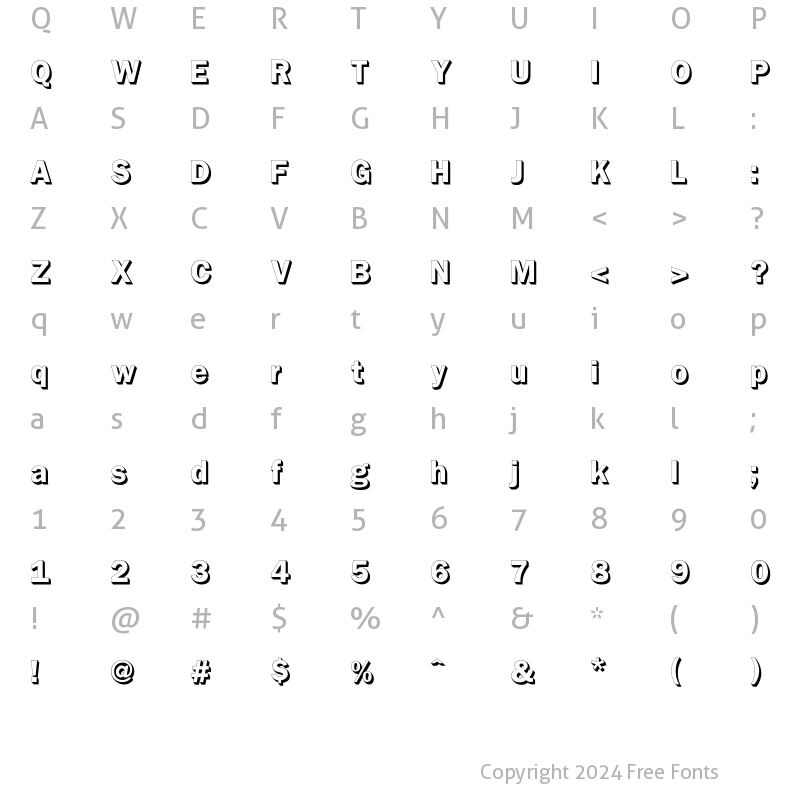 Character Map of Franklin OutlineShadow Regular