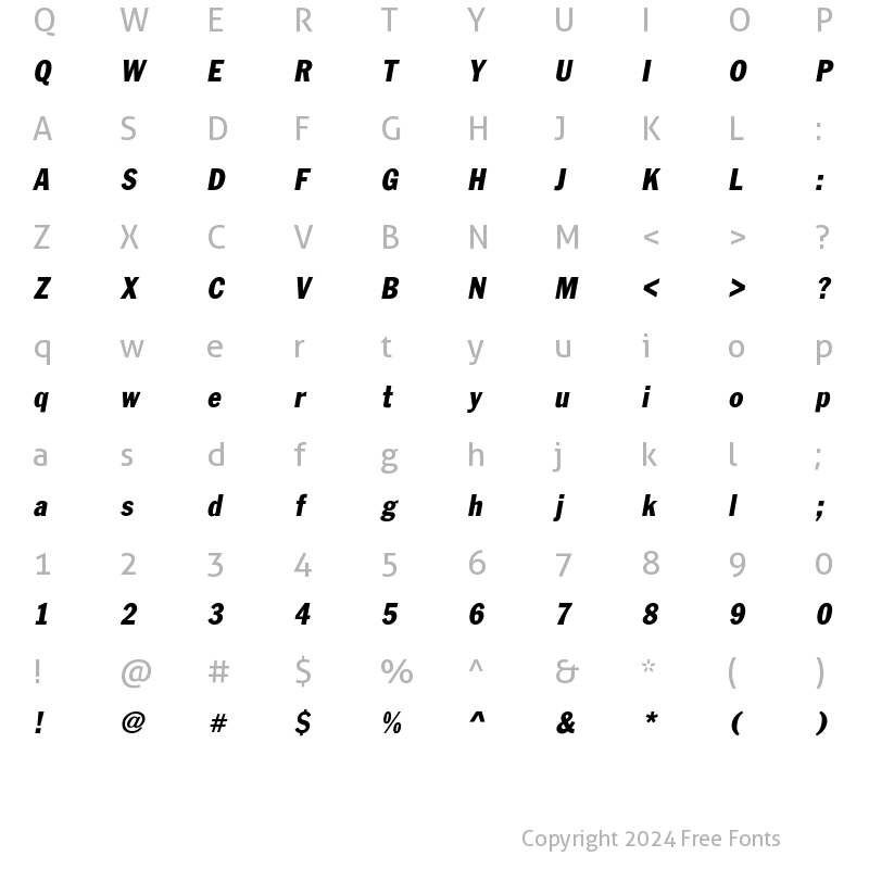 Character Map of FranklinGothic-Cond-Obl Regular