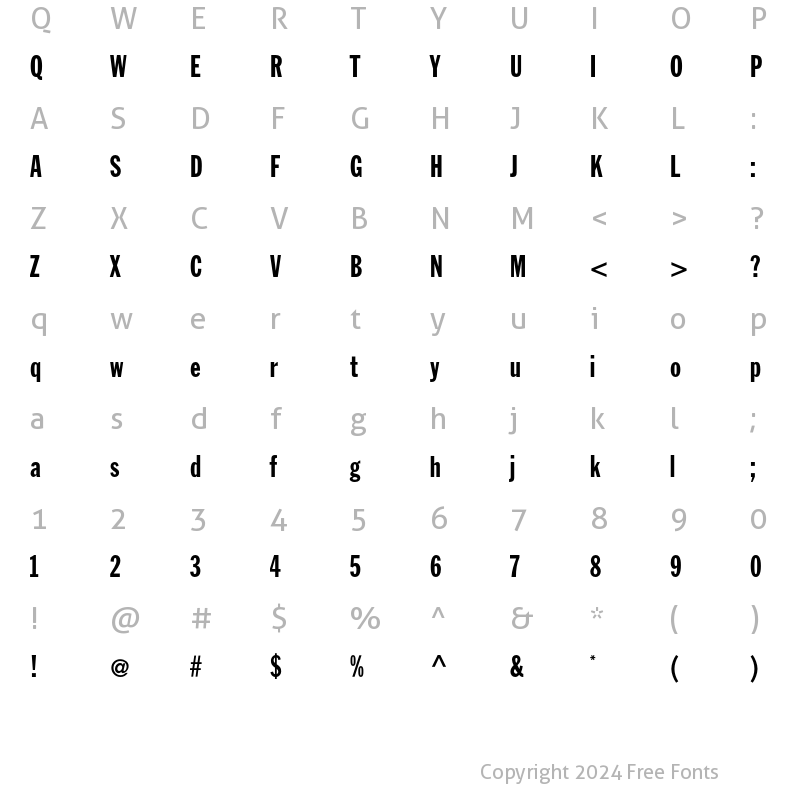 Character Map of FranklinGothic Regular