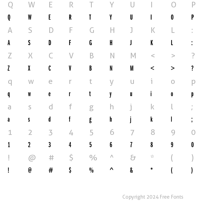 Character Map of FranklinGothicEF DemiXComp Regular