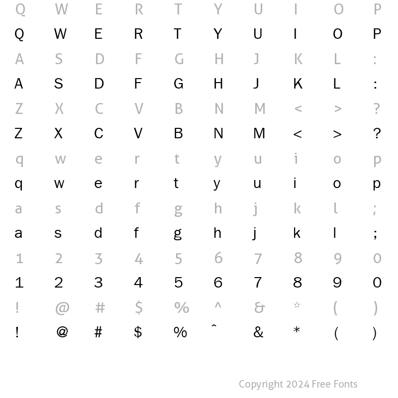 Character Map of FranklinGothicNew Regular