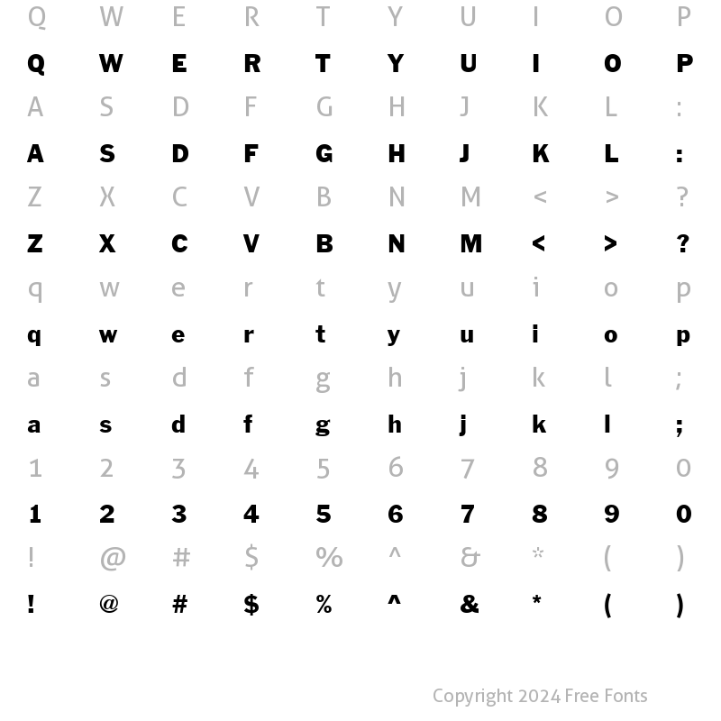 Character Map of FranklinGotTReg Regular