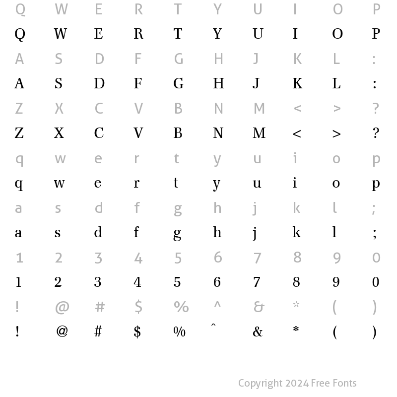 Character Map of FranklinSerif DB Regular