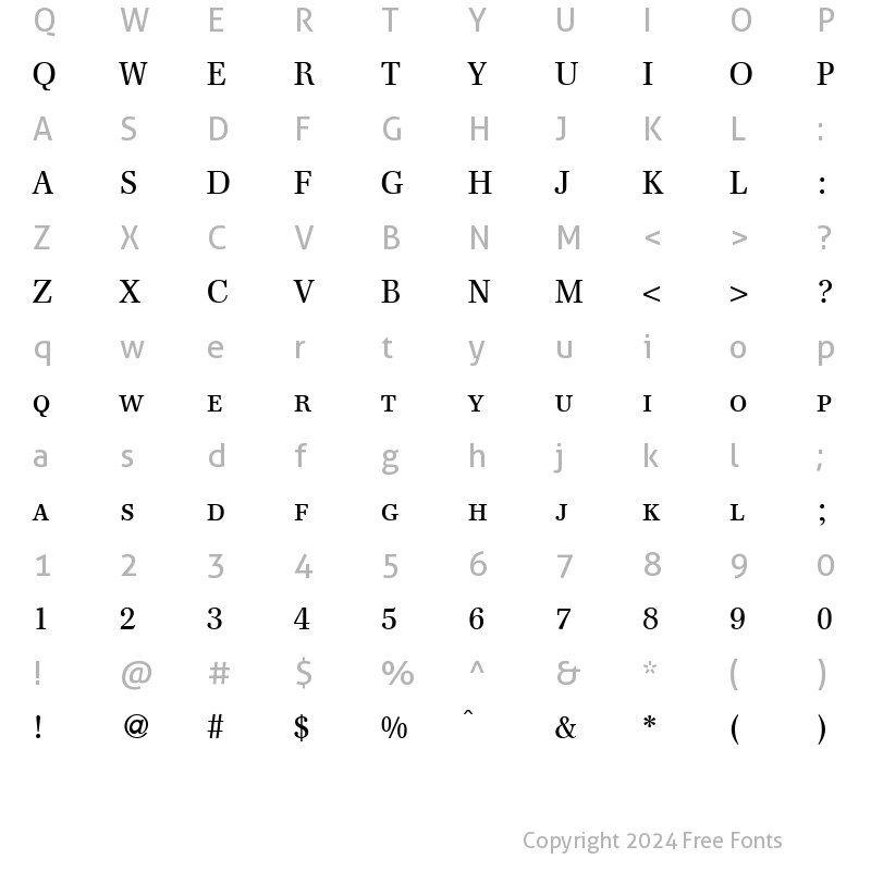 Character Map of FranklinSerifSmc Regular