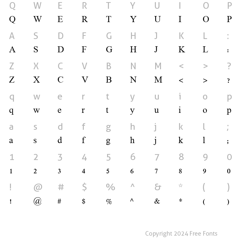 Character Map of FrankRuehl Regular