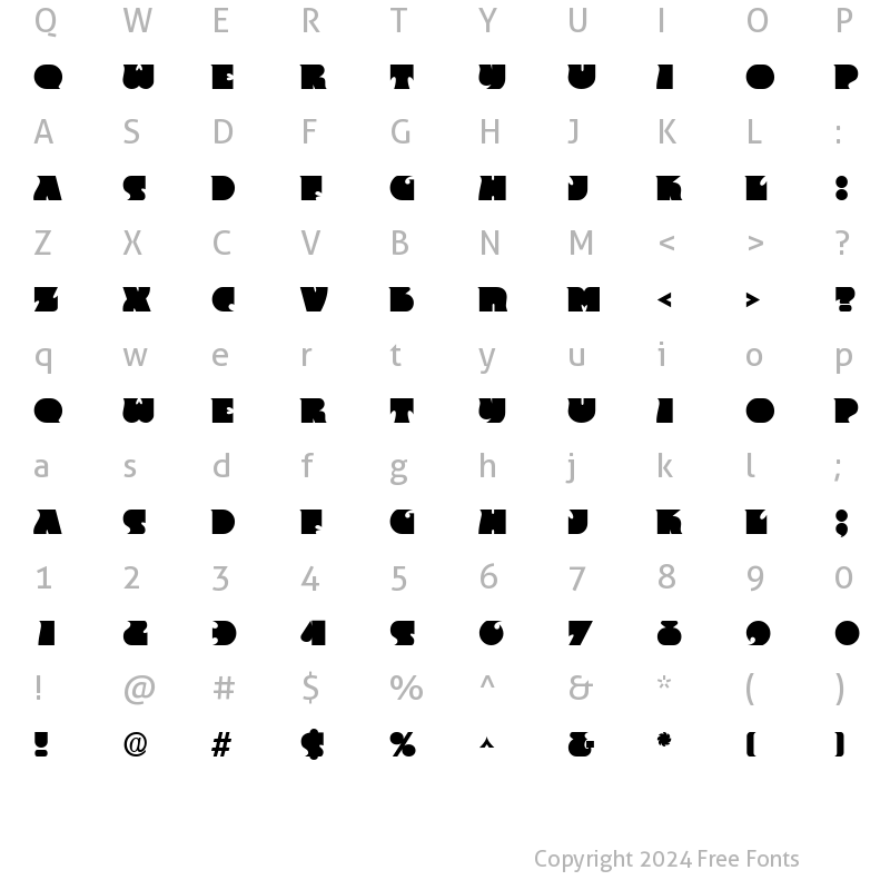 Character Map of Frantic Regular