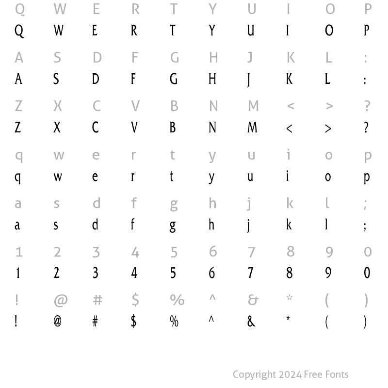 Character Map of Franz Narrow Regular